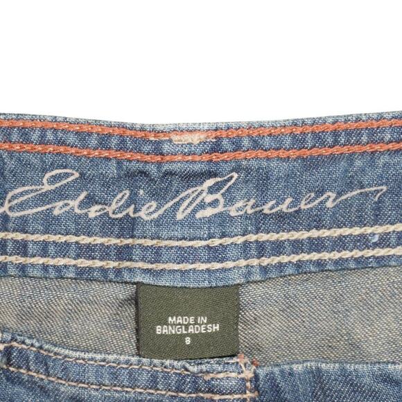 Eddie Bauer Denim Shorts Women’s 8 Blue Utility Pocket Casual - Picture 4 of 5